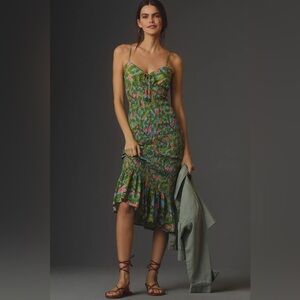 Farm Rio x Anthropology Ruched Tie-Front Dress